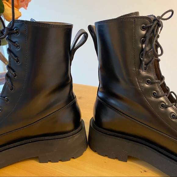 & Other Stories leather lace up chunky flat boots in black - Picture 9 of 13